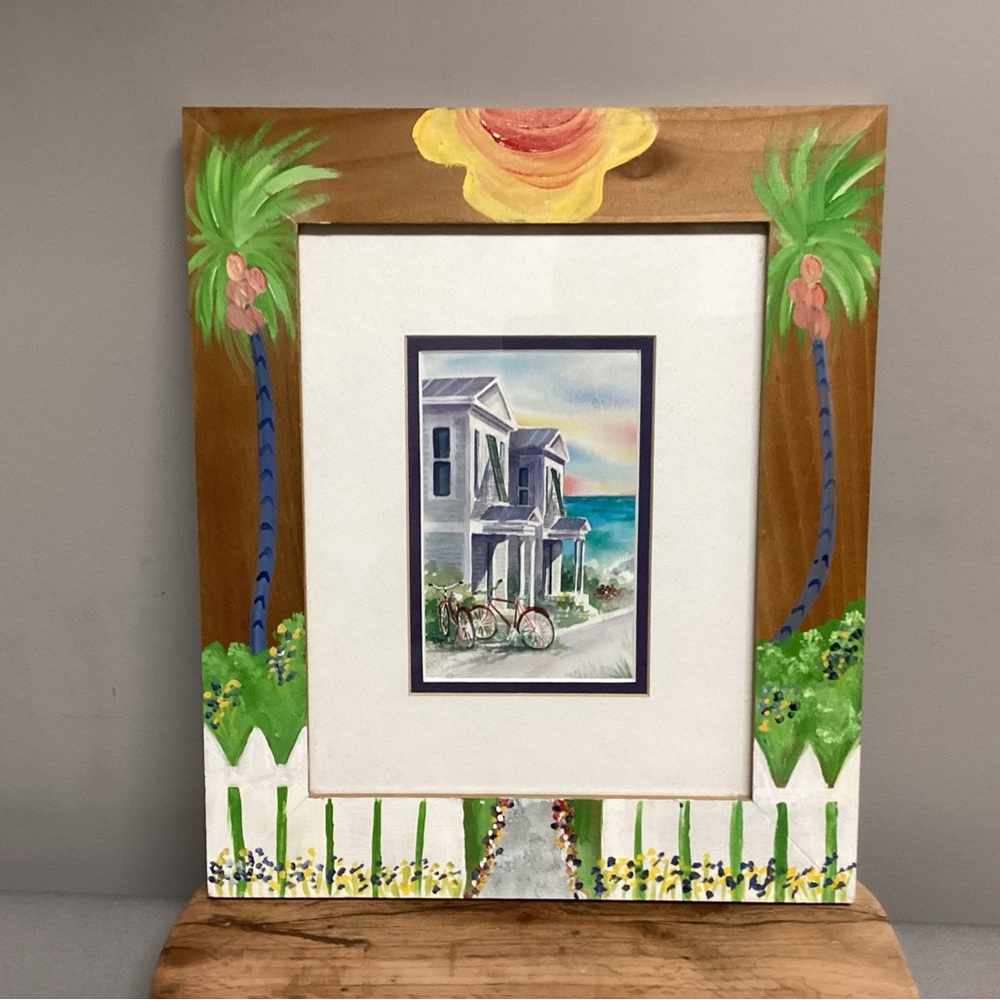 🔵 Beautiful Solid Wood, Hand Painted Frame with print by Artist Donna Burgess - Picture 2 of 15